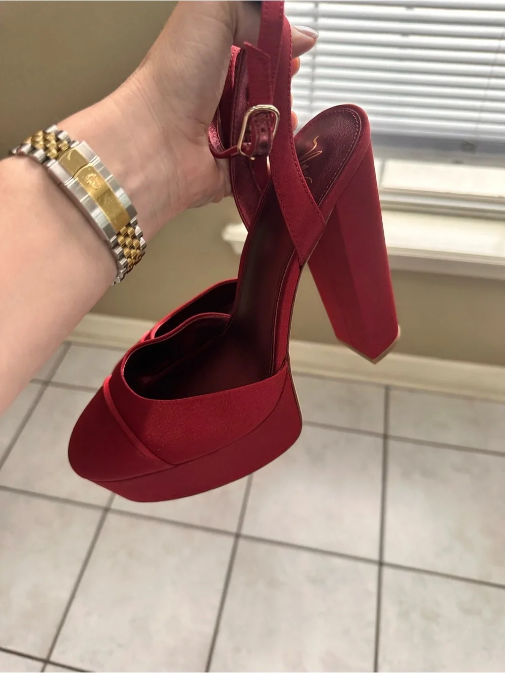 Antonio Melani x The Nat Note Pia pumps Women's Red Ankle-Strap Platform Heels 9